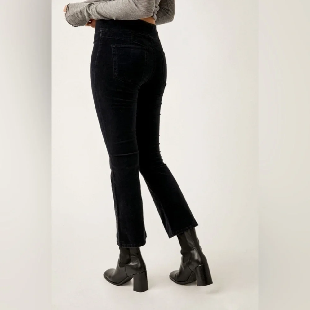 Free People In My Feelings Velvet Crop Slim Flare Pants
